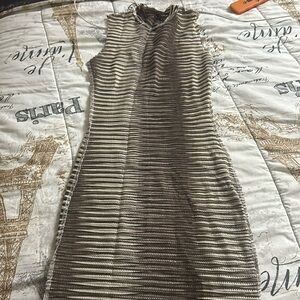 See through black and gold dress